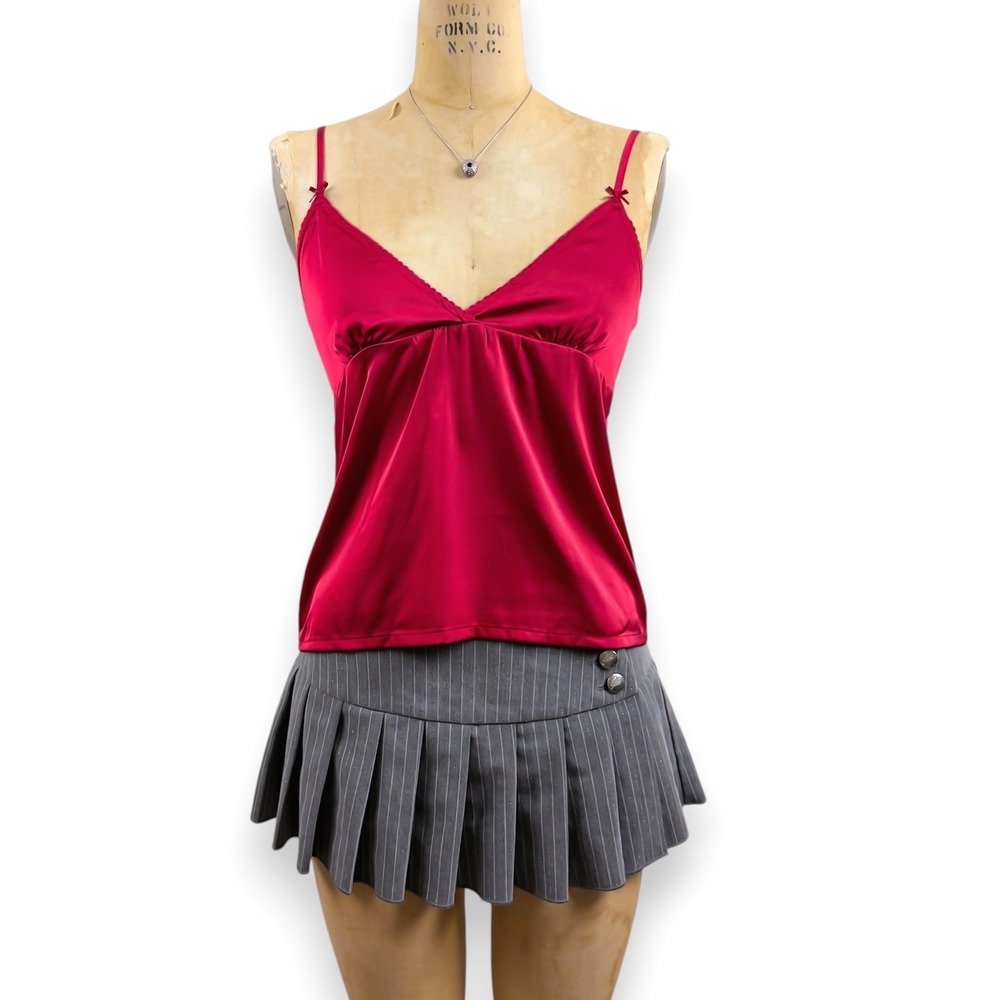 Brandy Melville Silky Top Tie Waist Bow Detail Romantic Dainty Red Size XS S